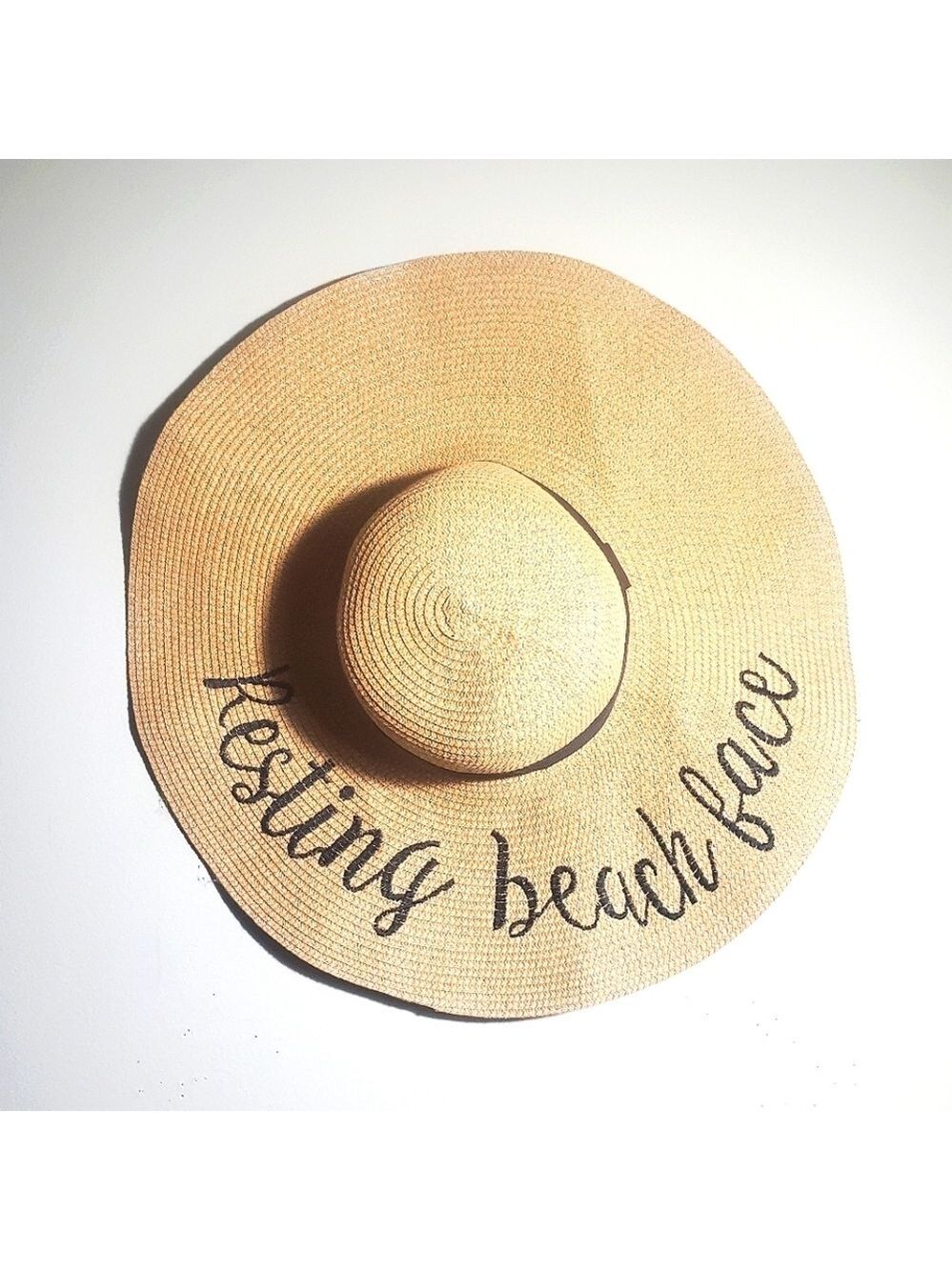 SUNS Embroidered Straw Hat for Outdoors, Summer Beach "Resting Beach Face" EUC - Picture 4 of 7